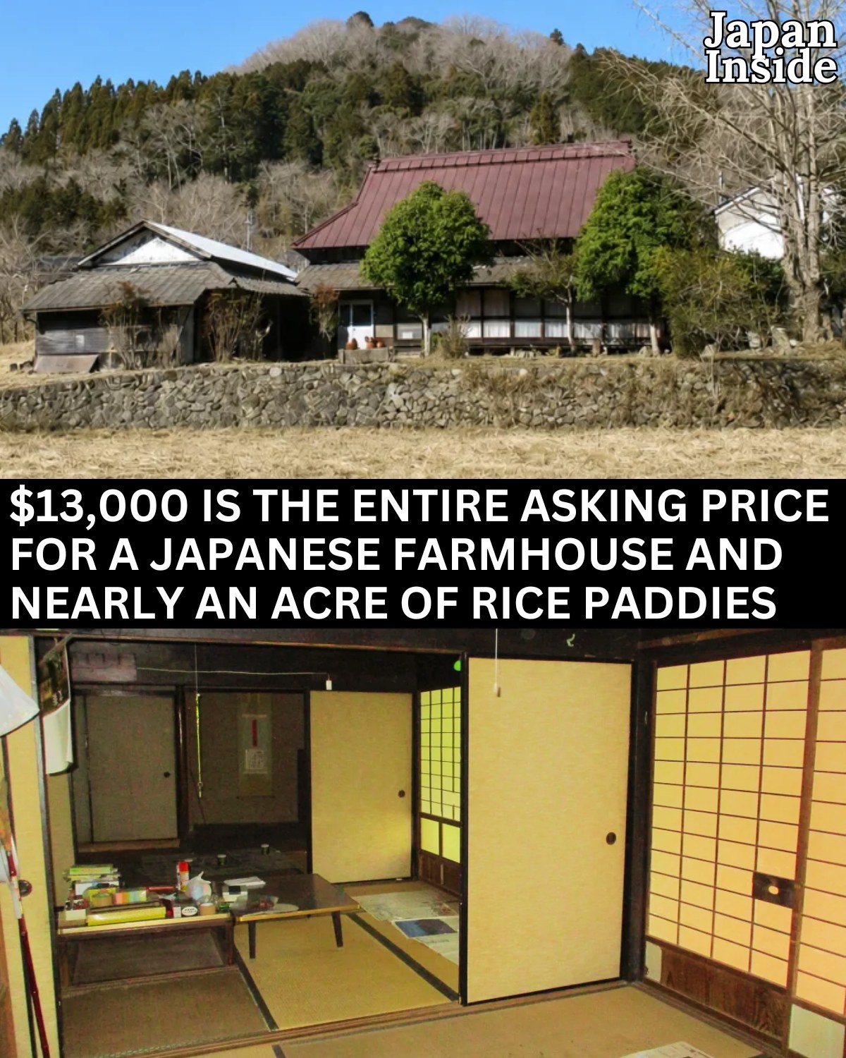 Japanese Farmhouse with Rice Paddies — Only $13,000 (Five-Room Detached)